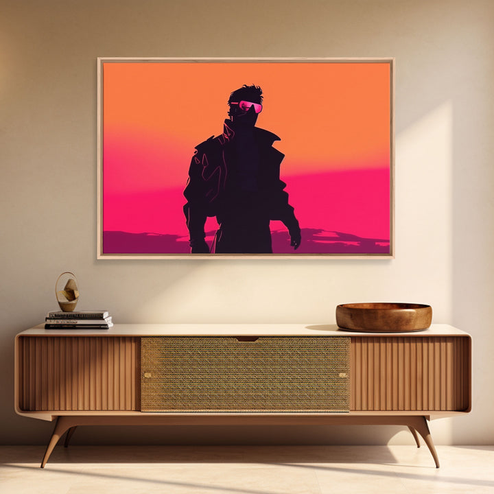 Punk Wall Art | Framed Canvas Print | Living room art | Outrun Style | Retro | Synthwave Style | Wonderful art | Warm colors | Black shadow