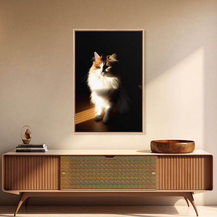Portrait of a Calico Cat, Framed Canvas Print, Cat Art, Cat Photography, Cat Wall Art