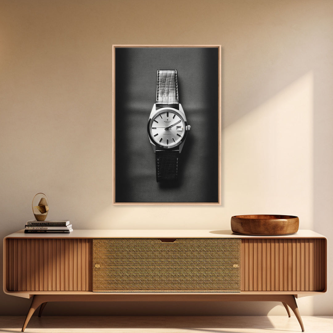 Classic Wrist Watch Wall Art, Watch Art, Watch Face, Black And White, Minimalist Print, Wall Decor, Canvas Print, Wall Art, Framed Canvas