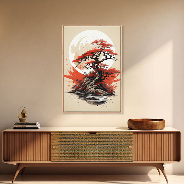 Japanese Wall Art, Japanese Maple Tree, Framed Canvas Print, Japanese Art, Japanese Hanging Wall Art