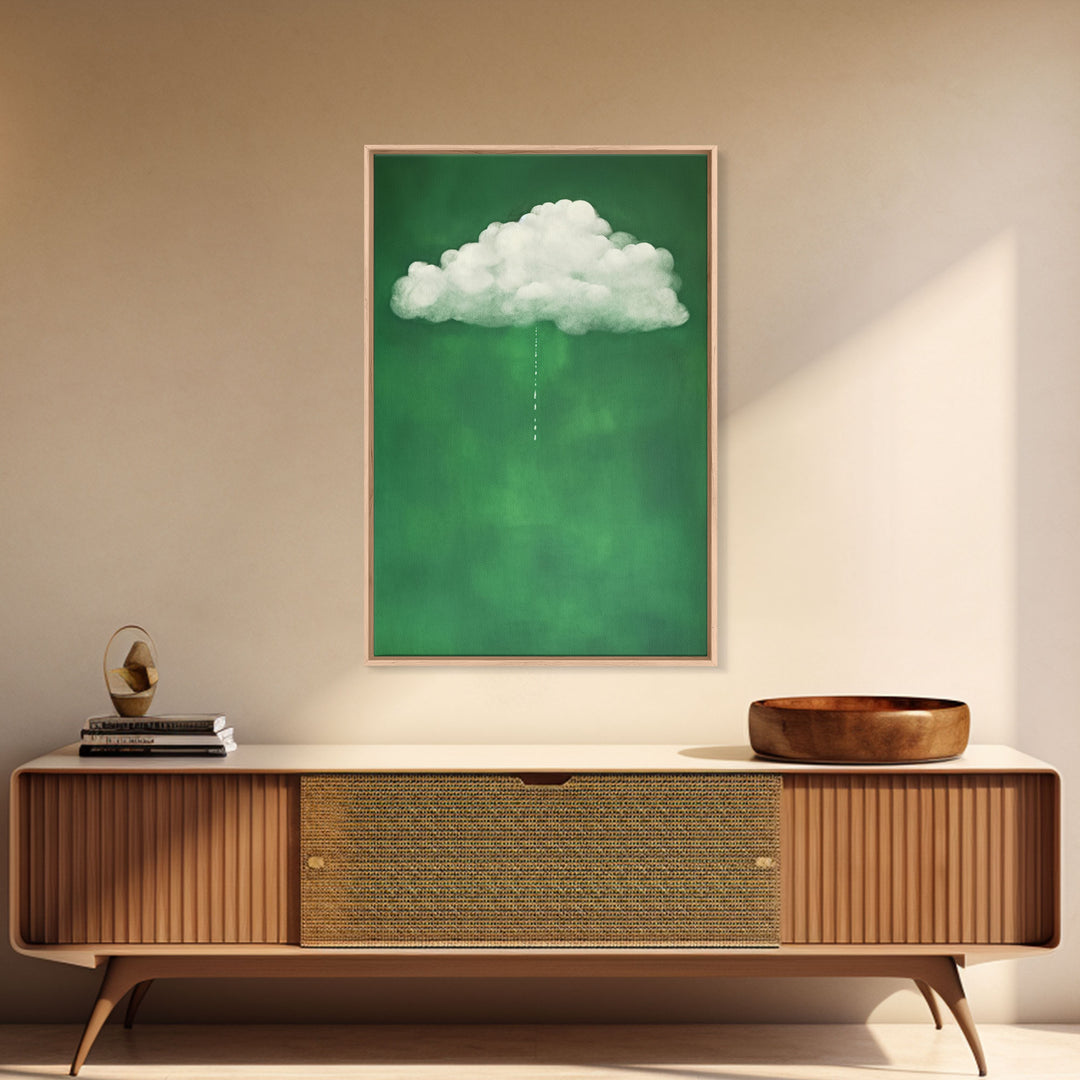 Dark Green Rain Cloud Wall Art, Framed Canvas Or Poster Print, Abstract Art Print, Minimalist Wall Decor, Maximalist Decor, Emerald Green