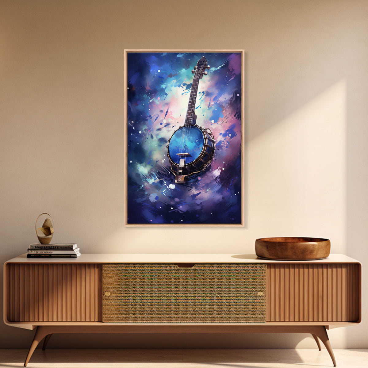 Galaxy Banjo Gift, Banjo Wall Art Canvas Print, Country Music Art, Guitar Art, Banjo Poster Print, Banjo Gifts, Musical Art