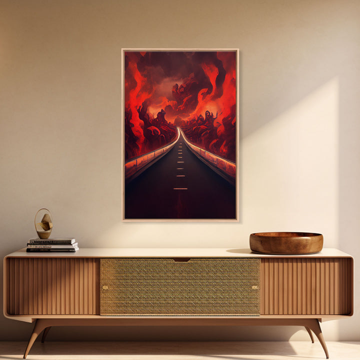 Highway to Hell, canvas print, Halloween wall art, spooky home decor