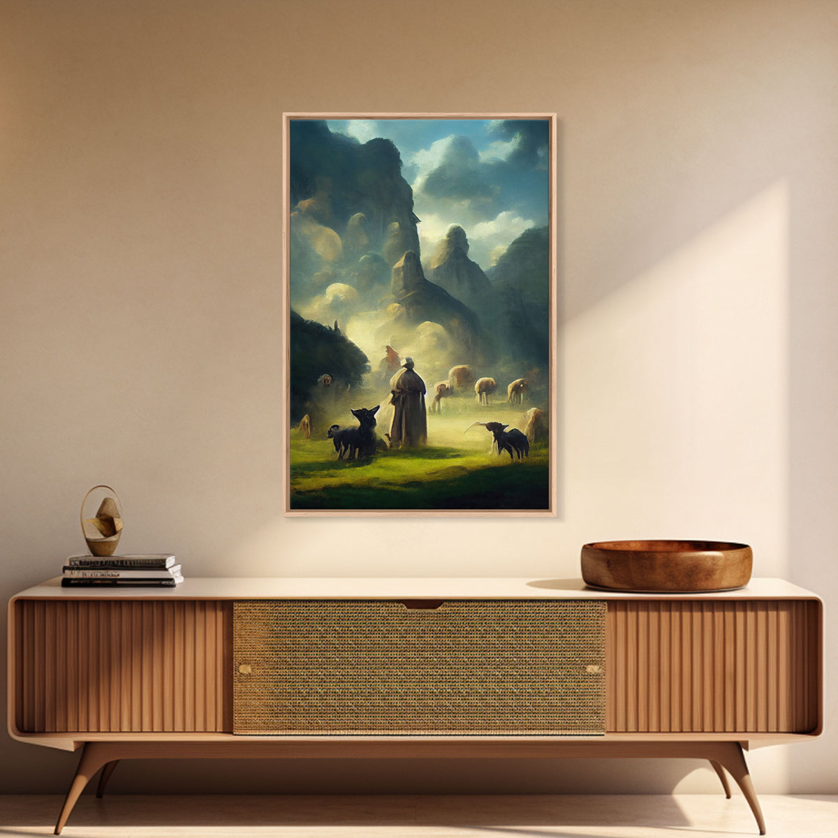 The shepherd and his flock, canvas print