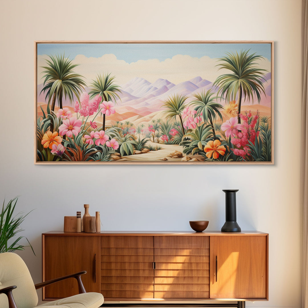 Flower Wall Art, Desert Landscape Wall Art, Mountain Art, Palm Trees Art, Tropical Art, Panoramic Art, Wall Art, Canvas Art, Landscape Art