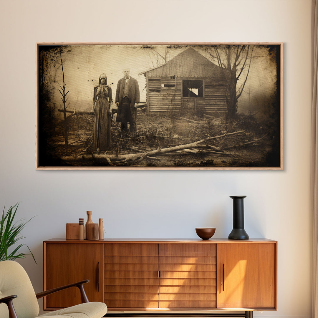 The Apparition, Vintage Photo Prints, Spooky Halloween Decor, Haunted Ghost Family Tintype Portrait Art, Weird and Unusual Photo Print
