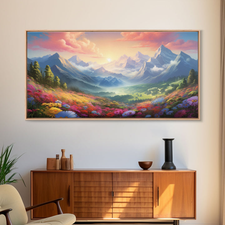 Mountain Painting Canvas Print, Colorful Art, Mountain Art, Landscape Painting, Mountain Wall Art, Nature Painting, Mountain Art Print