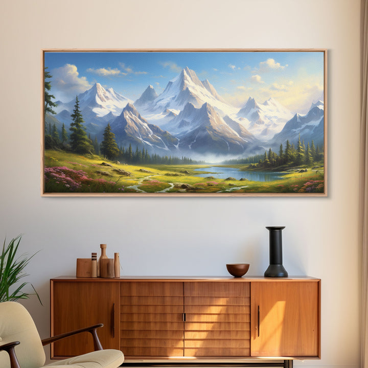 Mount Rainier, Gallery Wall Art, Framed Canvas Print, Original Oil Painting Reproduction Print, Landscape Art, Guest Room Decor