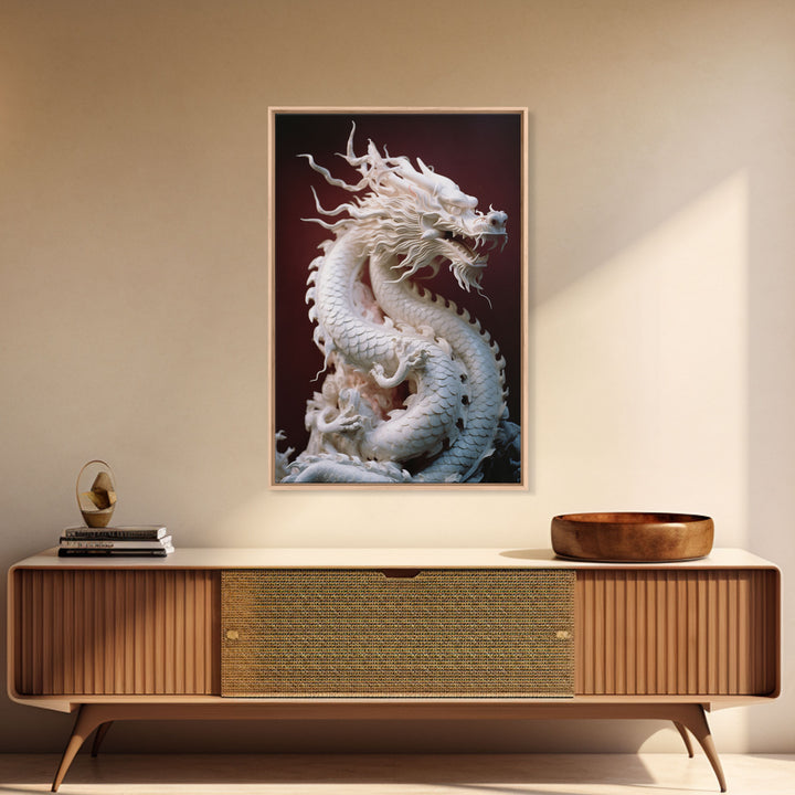 Dragon Art, Sculpture Wall Art, Asian Decor, Canvas Print, Wall Art, Vertical Print, Gift For Couples, Dorm Room Art, Living Room Prints