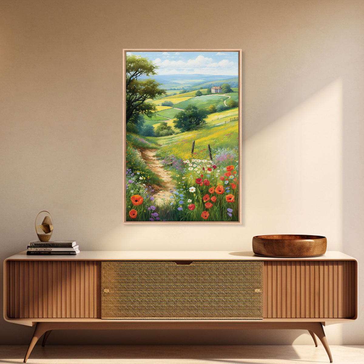 Countryside Wall Art, Wildflowers Wall Art, Meadow Wall Print, Canvas Print, Wall Art, Vertical Art, Country Wall Art, Landscape Art