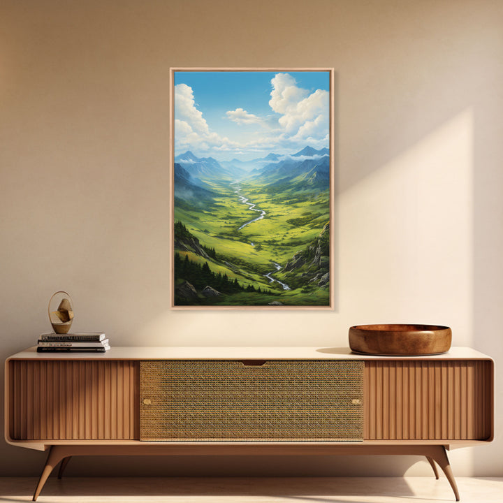 Mountains Wall Art, Valley Art, River Wall Print, Canvas Print, Wall Art, Vertical Art, Realtor Thank You, Home Wall Decor, Dorm Room Art