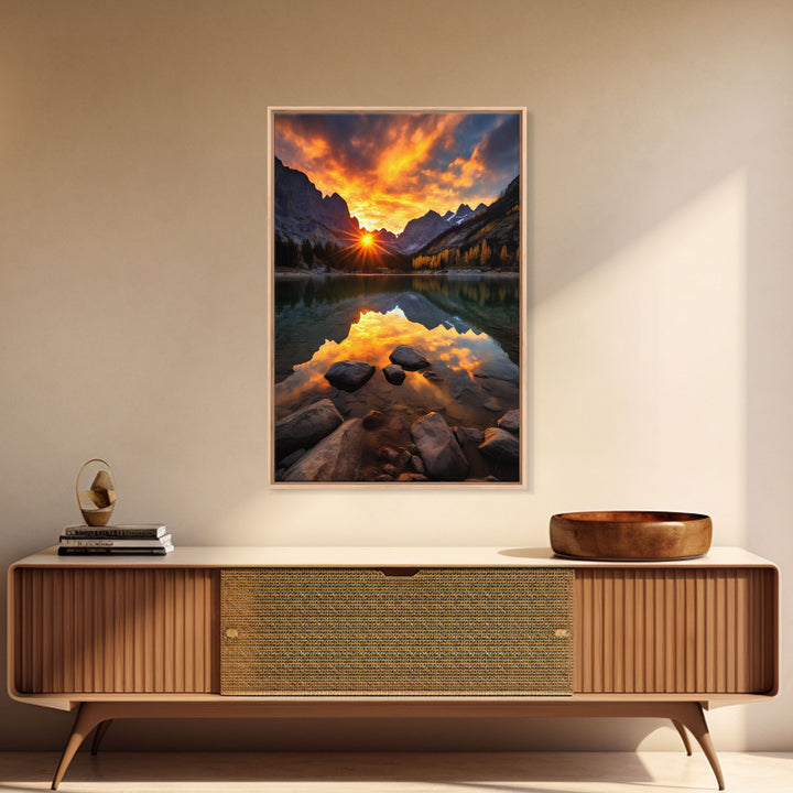 Lake Wall Art, Landscape Print, Nature Wall Art, Trees Wall Art, Canvas Print, Wall Art, Vertical Art, Congratulations Gift, Above Bed Art