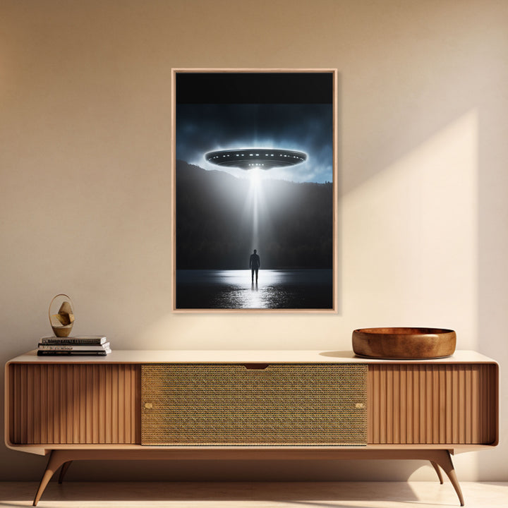 The Encounter, Framed Canvas Print, Scifi Canvas Art, UFO Photography