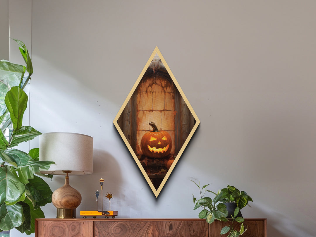 Spooky Haunted Halloween jack O' Lantern Oil Painting Print, Dark Academia Wall Art, Spooky Victorian Halloween Decor