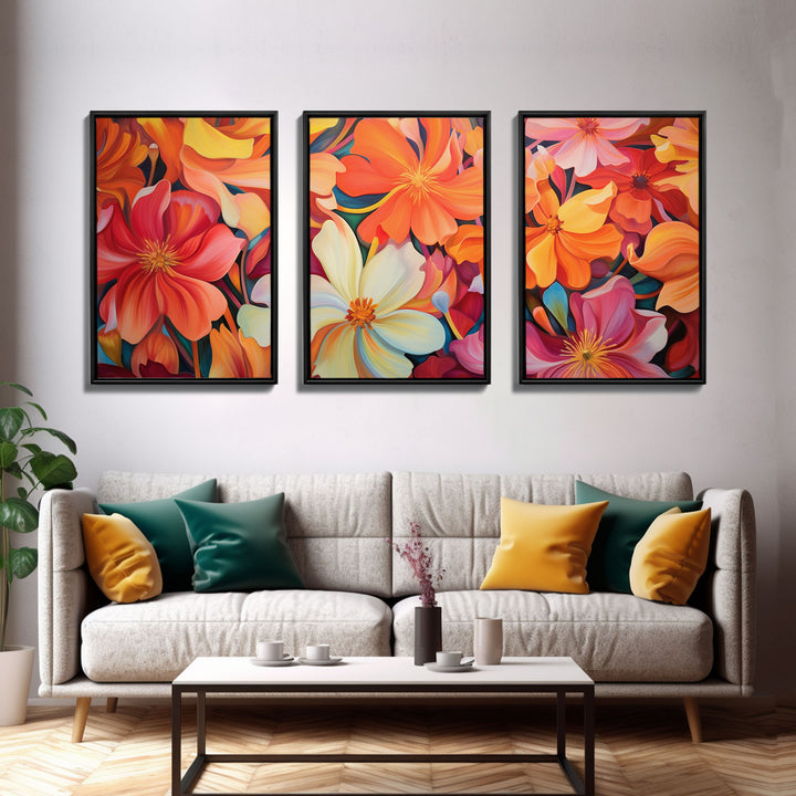 Floral Wall Art, Colorful Wall Art, Botanical Art Print, Canvas Print, Wall Art, 3 Piece Wall Art, Birthday Gift, Kitchen Wall Decor