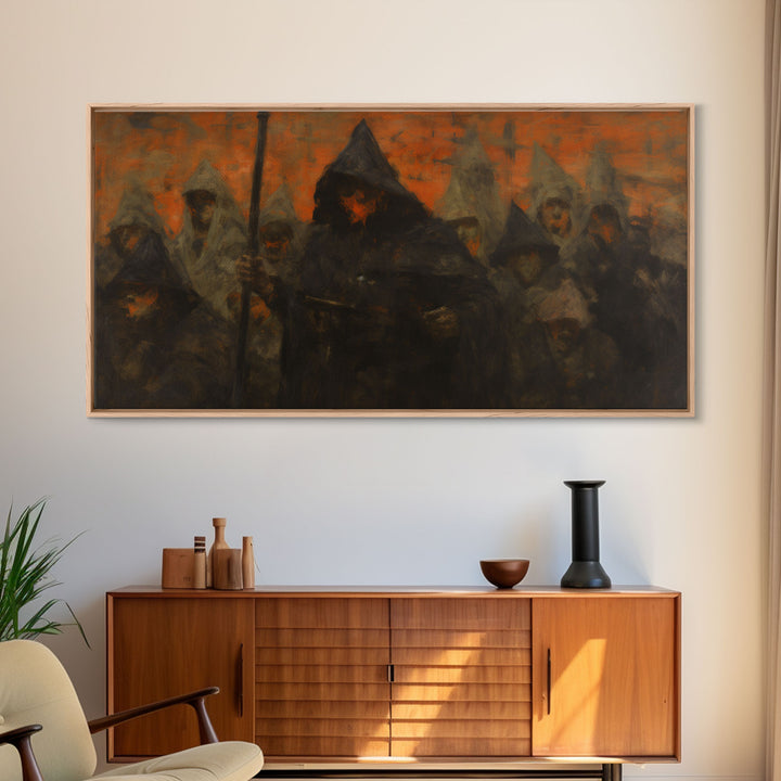 The Cult, Framed Canvas Print, Horror Prints, Halloween Art Print, Dark Academia, Spooky Halloween Art