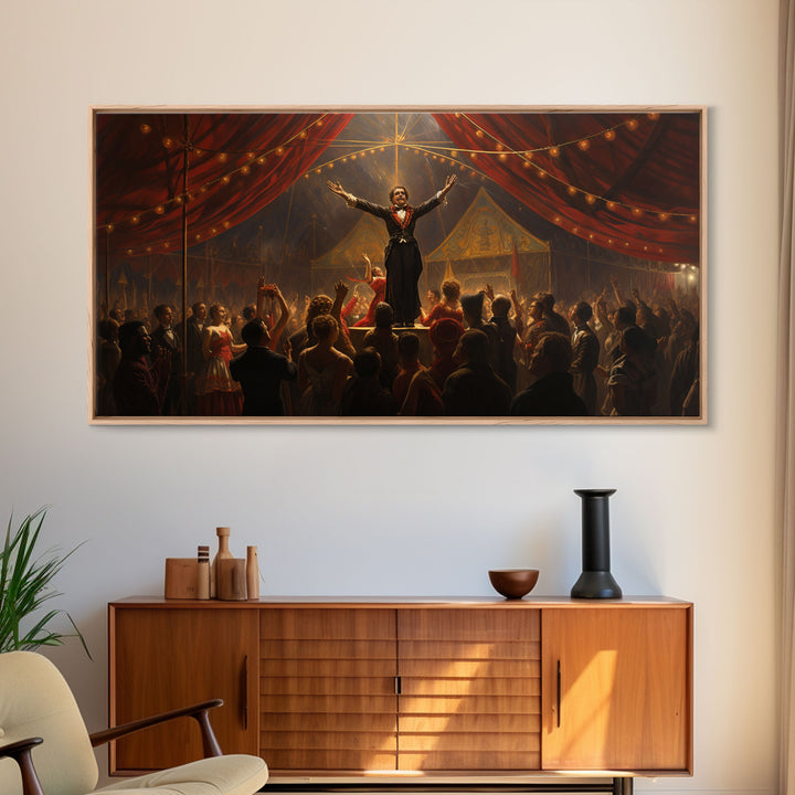 The Cursed Circus, Unique Halloween Art, Framed Canvas Print, Halloween Poster Art, Horror Prints