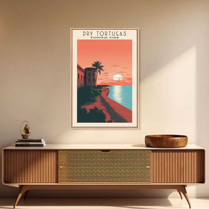 Dry Tortugas National Park FloridaTravel Art, National Park Print, Minimalist Travel Art, Midcentury Modern Style Landscape Painting