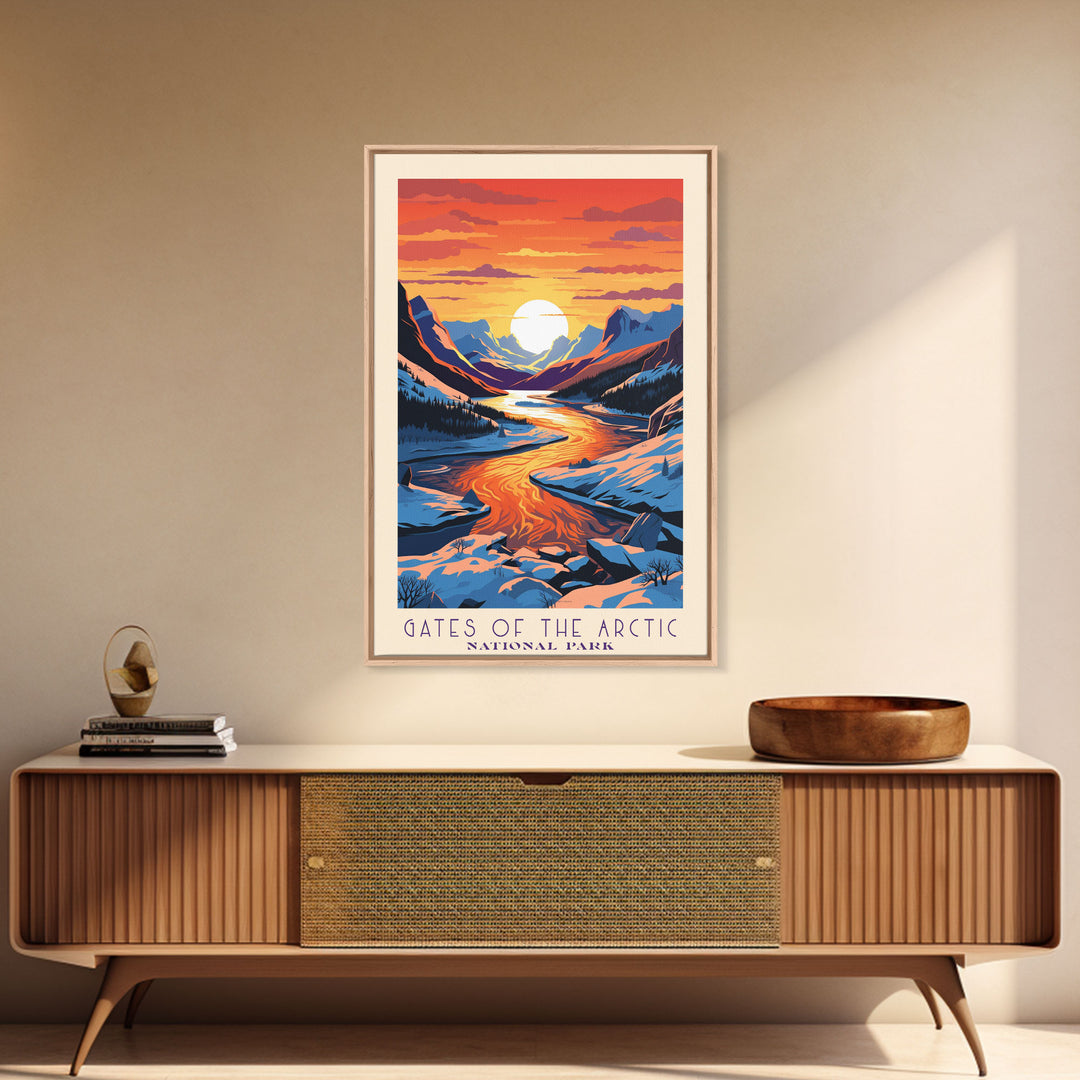 Gates Of The Arctic  National Park Travel Art, National Park Print, Minimalist Travel Art, Midcentury Modern Style Landscape Painting