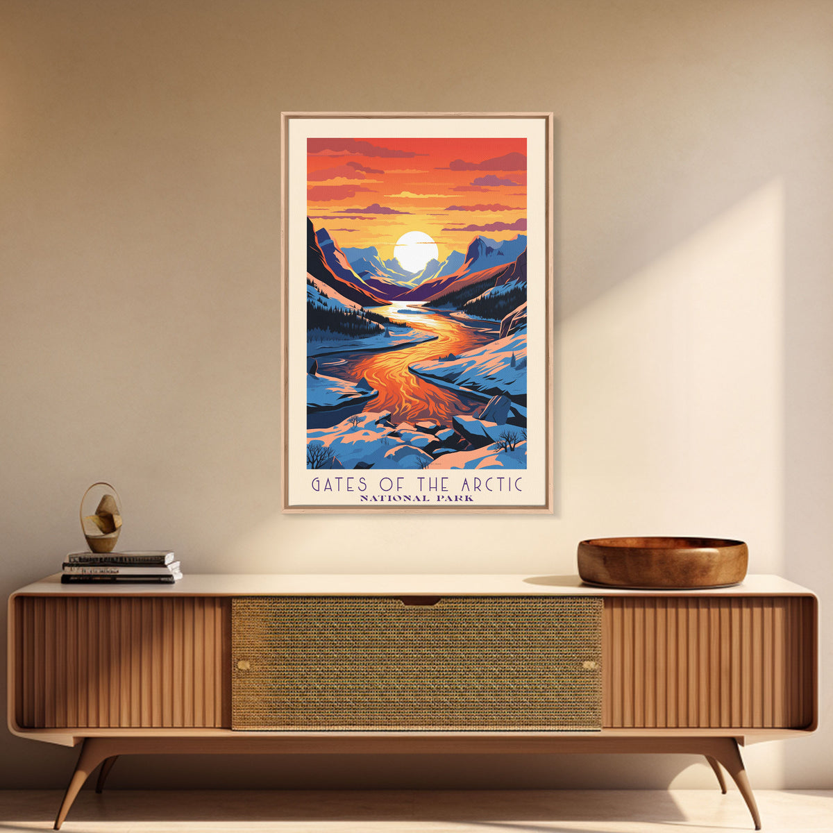 Gates Of The Arctic  National Park Travel Art, National Park Print, Minimalist Travel Art, Midcentury Modern Style Landscape Painting