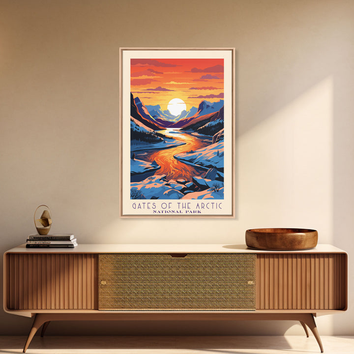 Gates Of The Arctic  National Park Travel Art, National Park Print, Minimalist Travel Art, Midcentury Modern Style Landscape Painting