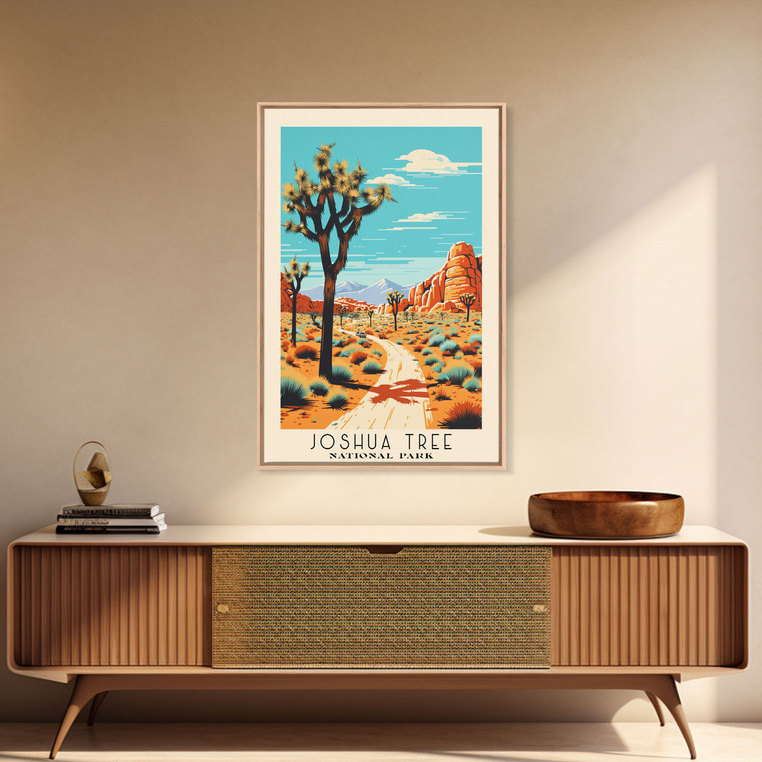 Joshua Tree National Park California Travel Art, National Park Print, Minimalist Travel Art, Midcentury Modern Style Landscape Painting