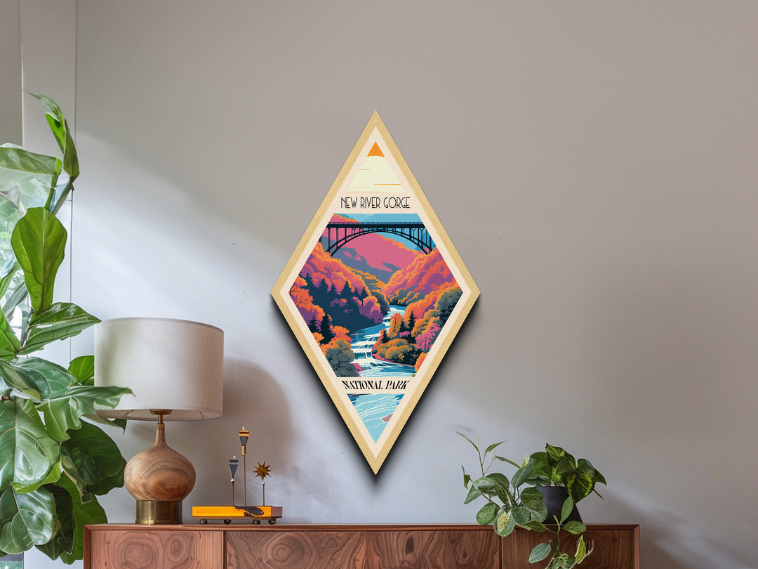 New River Gorge National Park Travel Poster Wall Art Texture Print, Travel Decor Art, Midcentury Modern Retro Decor West Virginia Travel Art