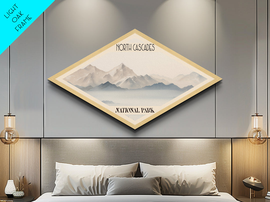 North Cascades National Park Travel Poster Canvas Texture Print, Travel Decor, Midcentury Modern Retro Decor Washington Landscape
