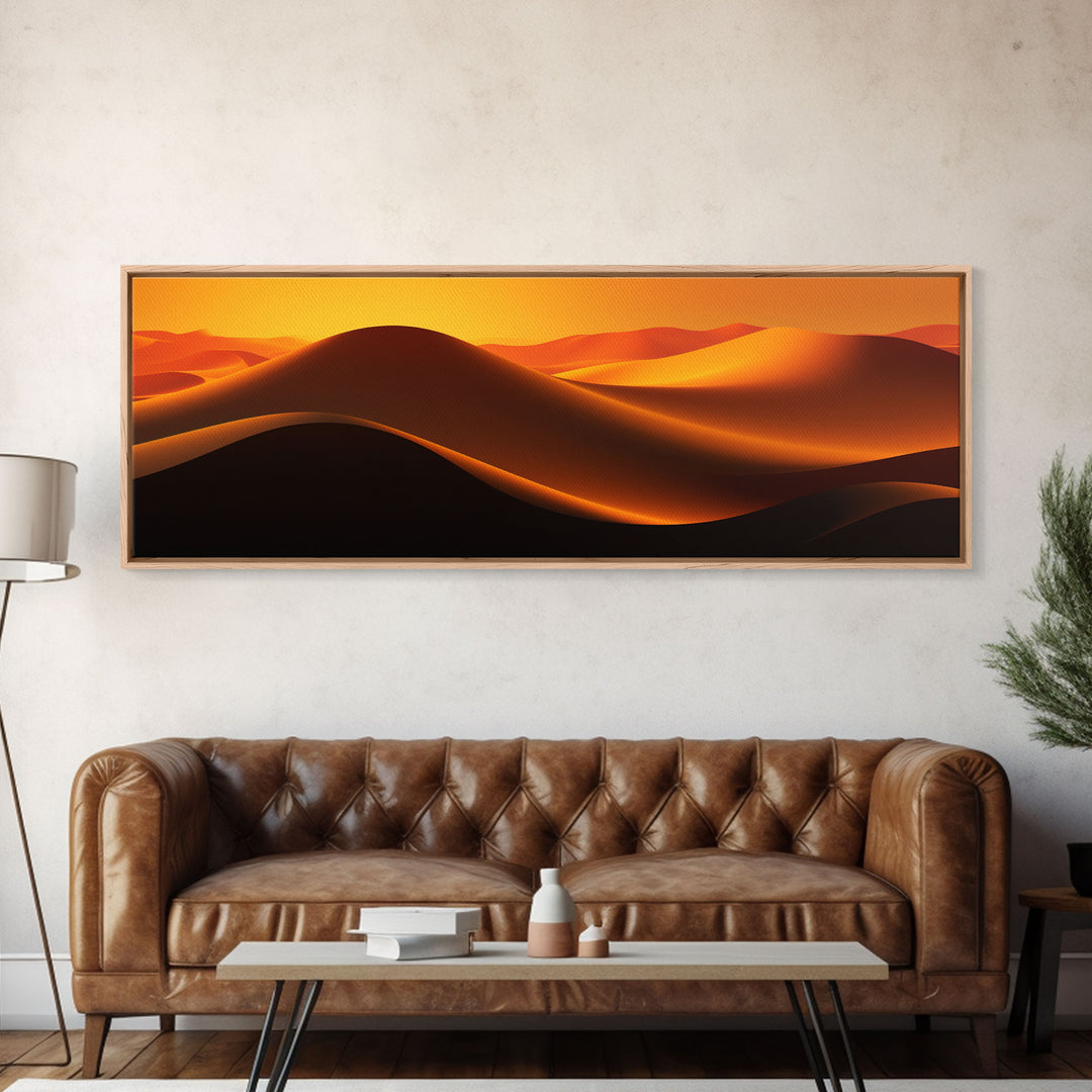 Asbtract Art Deco Style Sand Dunes, Framed Canvas Print, Living Room Decor, MCM Style Art, Midcentury Modern, Minimalist Art