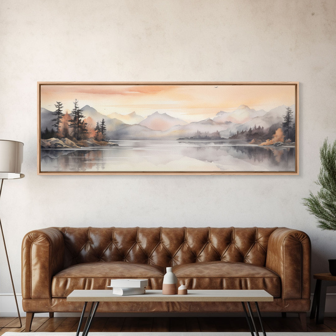 Fall Wall Art, Watercolor Landscape Painting Framed Canvas Print, Landscape Painting, Oil Painting, Vintage Landscap, Fall Landscape