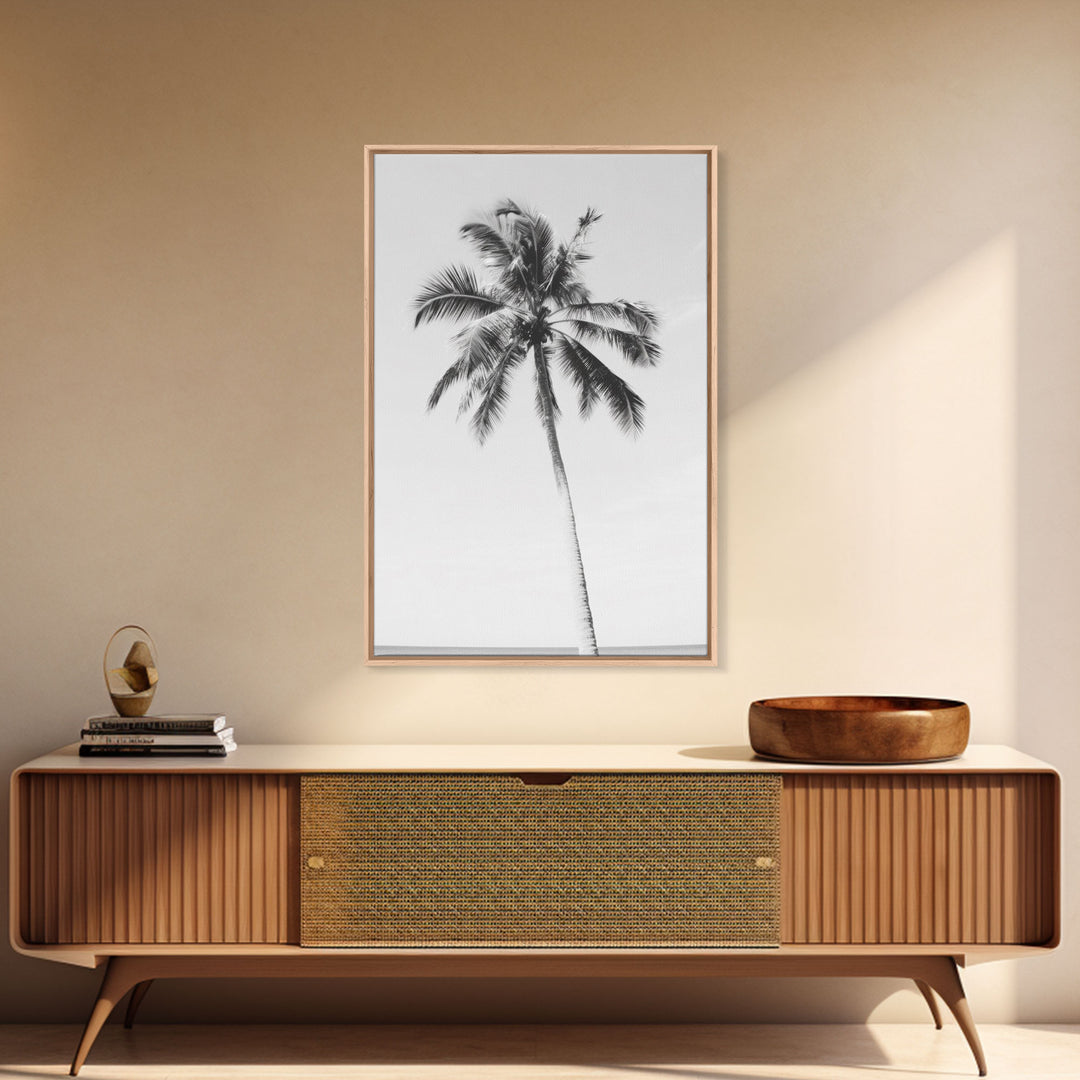 Palm Tree Wall Art, Tropical Art, Minimalist Art, Canvas Print, Wall Hanging, Portrait Art, Black And White Art, Living Room Wall Art