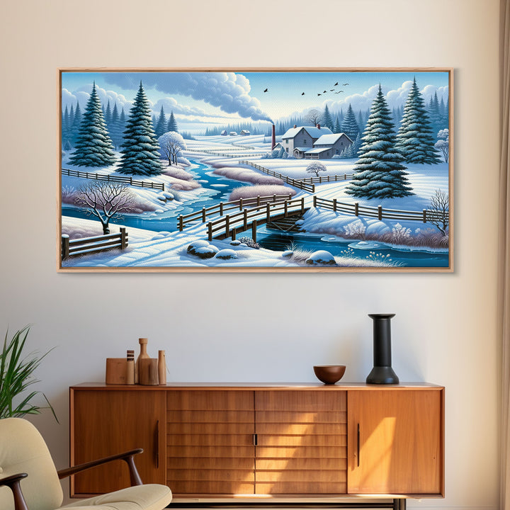 Scenic Winter Wonderland Framed Canvas Print | Winter Decor | Winter Centerpiece Above Mantle Or Sofa | Christmas Decor