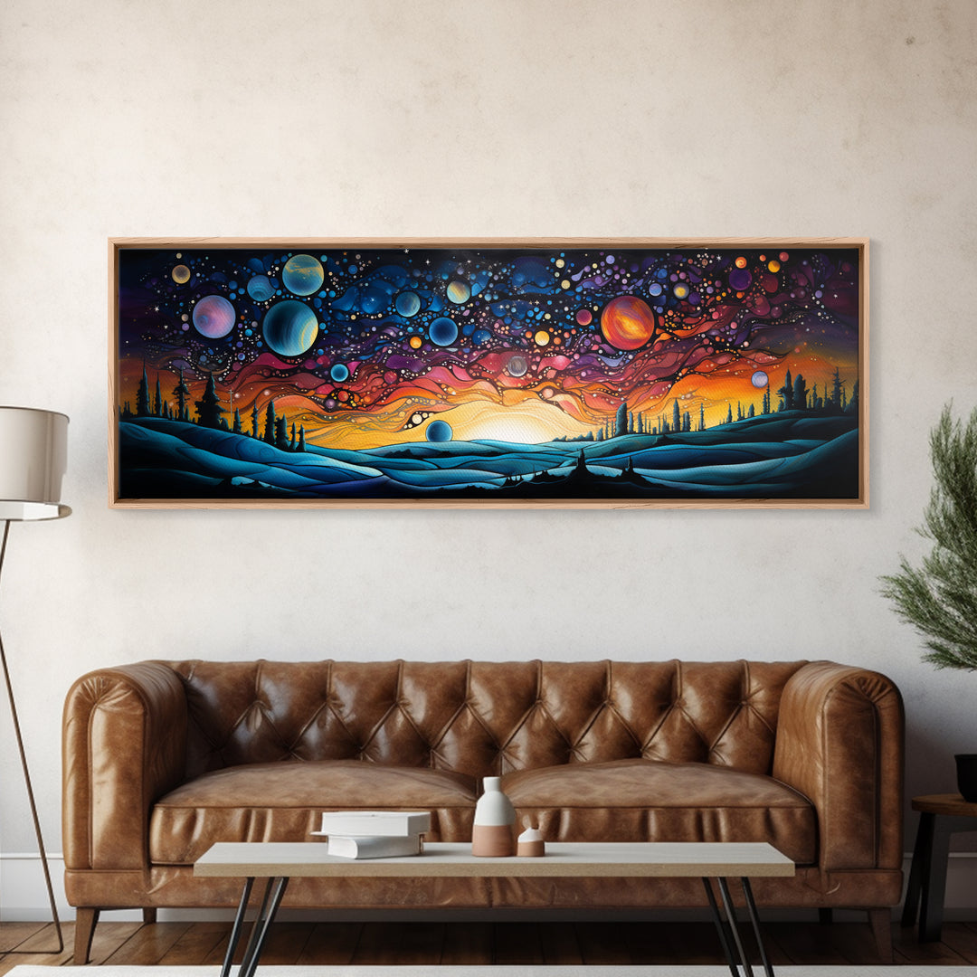 Abstract Galaxy Print, Framed Wall Art, Canvas Print, Van Gogh Inspired Art, Astronomy Gift, Living Room Decor, FREE SHIPPING