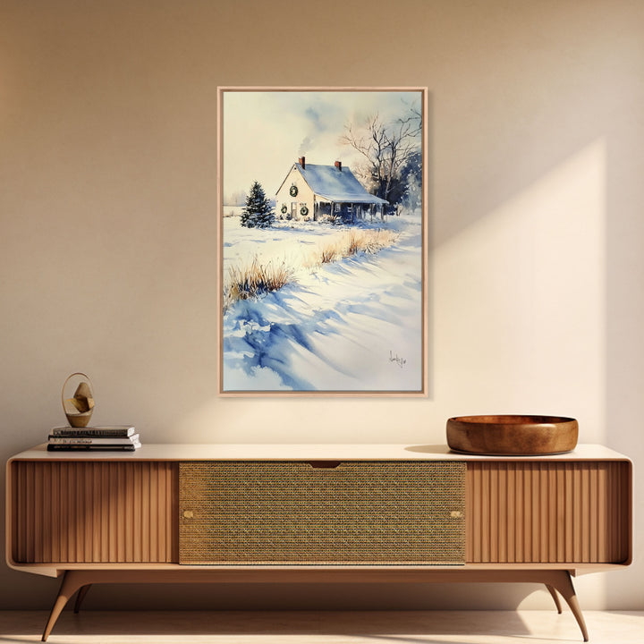 Farmhouse Christmas Decor, Wall Art, Retro Christmas Decor, Vintage Style Xmas Art for 2024, Modern Farmhouse Winter Landscape