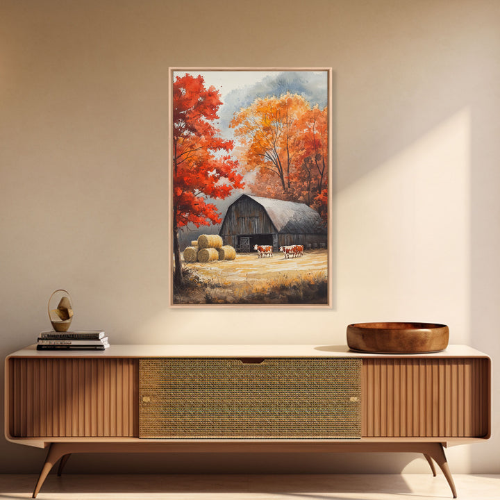 Fall Decor, Barn Amongst The Falling Leaves, Farmhouse Decor, Fall Art, Autumn Decor, Thanksgiving Seasonal Wall Art