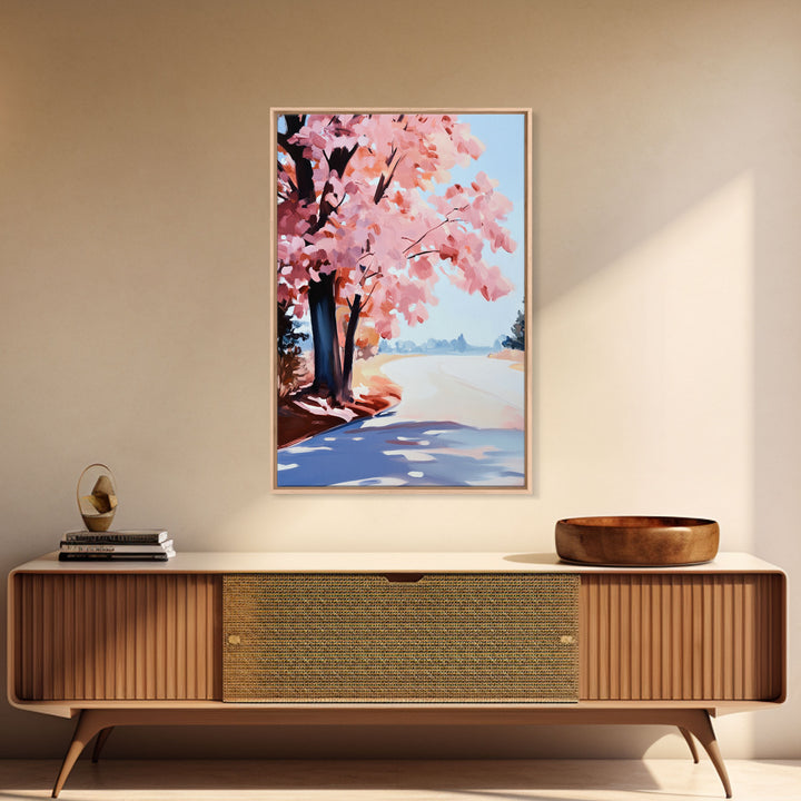 Winter Landscape Painting Print, Canvas Art, Retro Christmas Decor, Vintage Christmas Wall Art