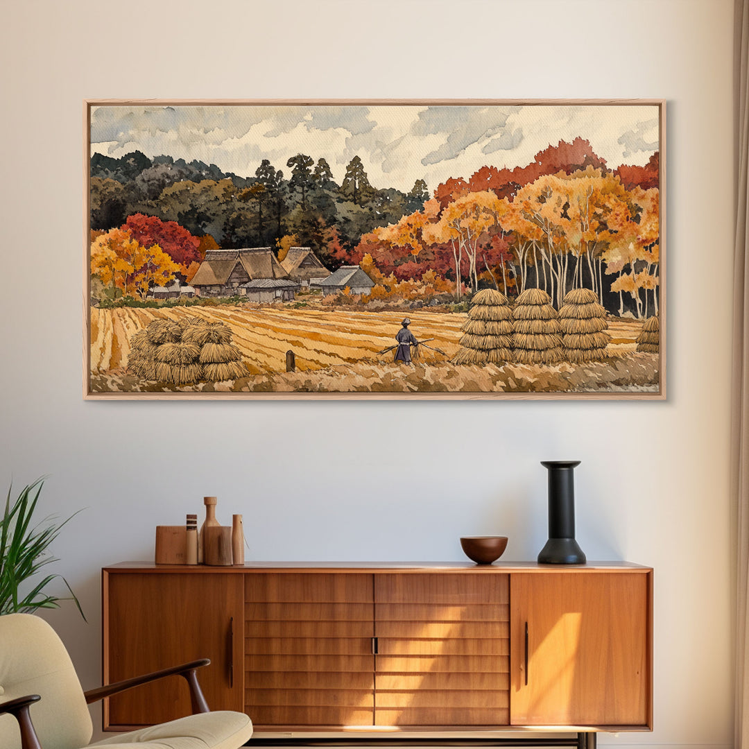 Harvest in Autumn Glory - holiday decor, rustic Christmas decor, country Christmas decor, Christmas scene art, seasonal wall art