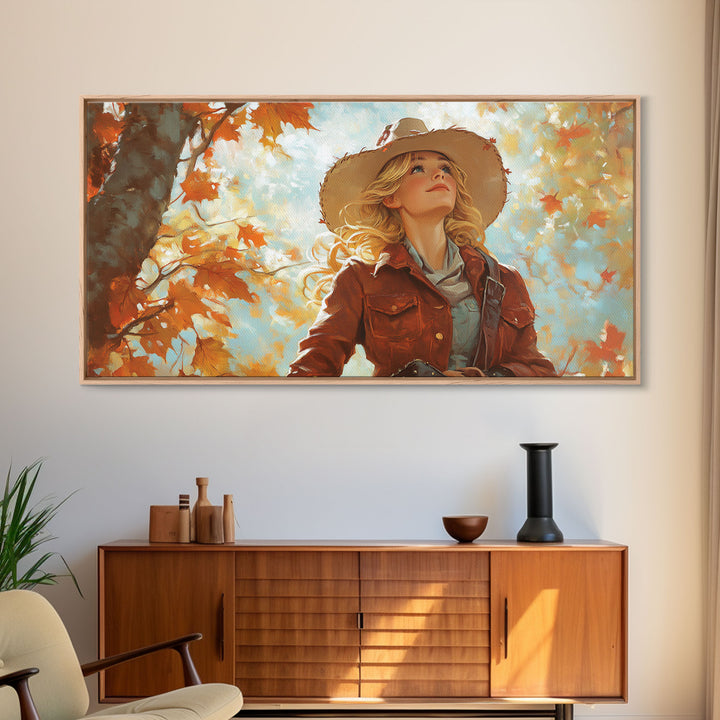 Serene Framed Canvas Print of Autumn Cottage Landscape, Moody Country Wall Art for Fall Home Decor, Perfect Autumn Gift Idea Seasonal Decor