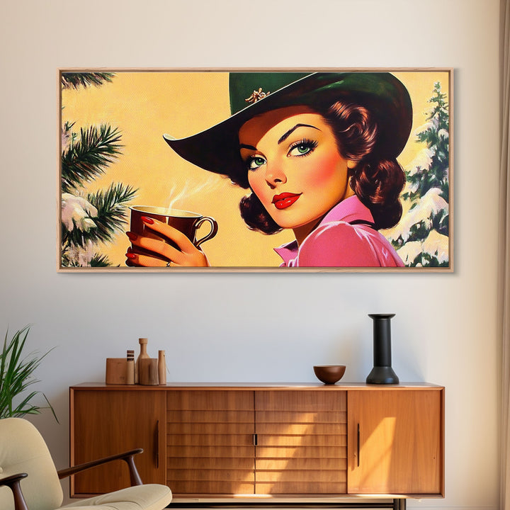 Serene Pathway Framed Canvas Print Featuring Pink Blossoms and Autumn Foliage, Calming Fall Landscape Ideal Seasonal Decor