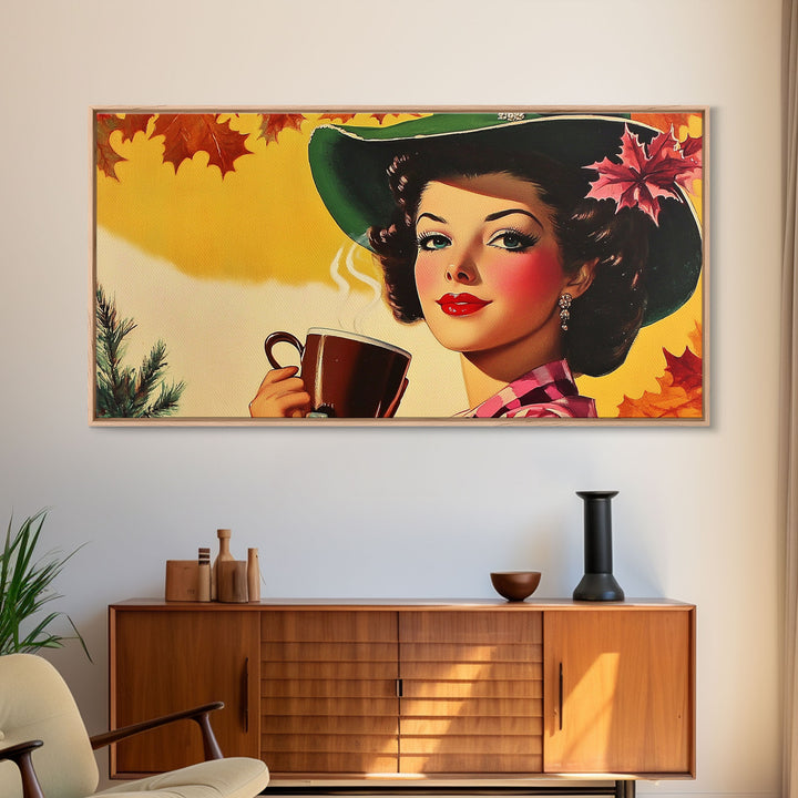 Lakeside Winter Landscape Framed Canvas Print with Snow and Pine Trees, Beautiful Winter Art for a Calm and Peaceful Atmosphere