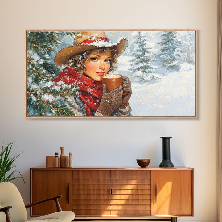 Autumn Meets Winter Framed Canvas Print Featuring Orange and Red Foliage, Adding a Unique Blend of Seasonal Colors to Your Wall Decor