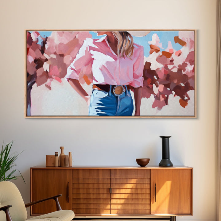 Framed Canvas Print autumnal trees vivid seasonal colors, calm landscape with nature scenery, farmhouse autumn or Christmas decor wall art