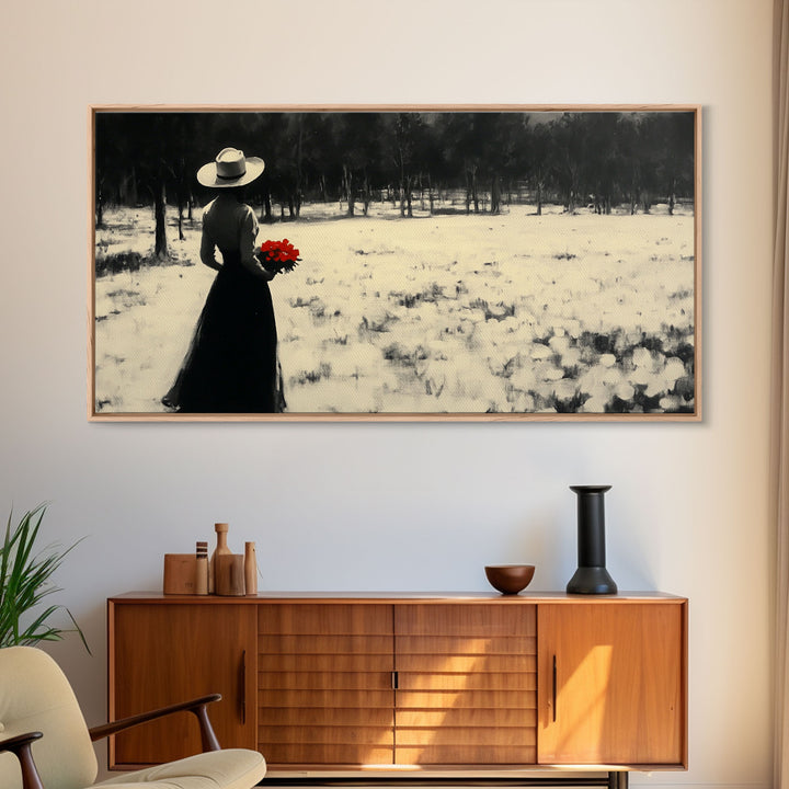 Framed Canvas Print misty forest pathway surrounded by vibrant autumn foliage, serene landscape wall art for fall or rustic home decor