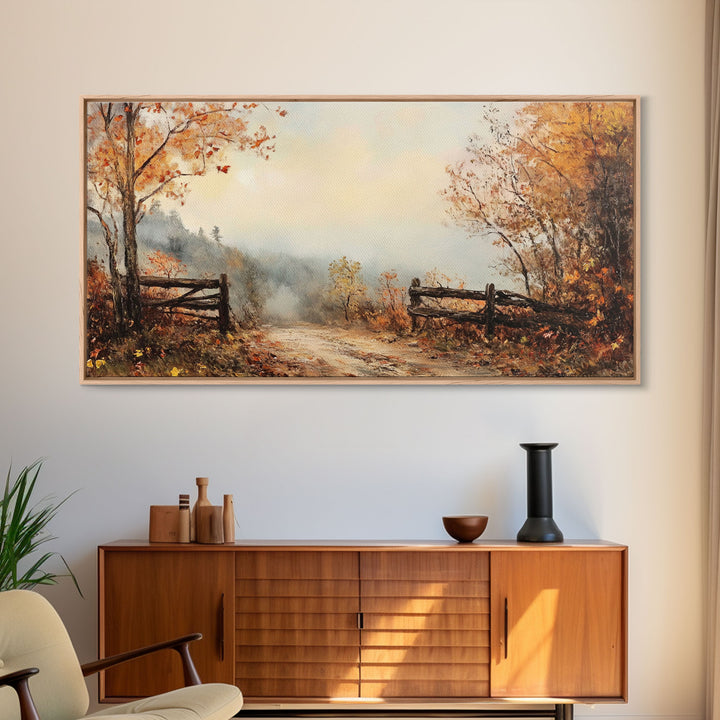 Nostalgic Farmhouse Christmas, Framed Canvas Print, Moody / Seasonal Autumn Centerpiece, Rustic / Primitive Wall Art