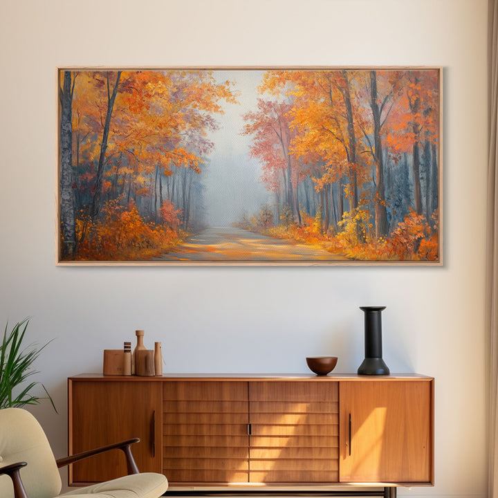 Fall In The Forest, Moody Landscape Painting, Watercolor Painting, Framed Canvas Print, winter wonderland wall art for cozy Christmas decor