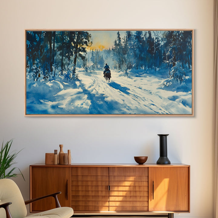 Cowboy And Cattle In Autumn Framed Canvas Print Tall Art Fall Country Landscape Western Home Decor Rustic Farmhouse Wall Art Autumn Gift