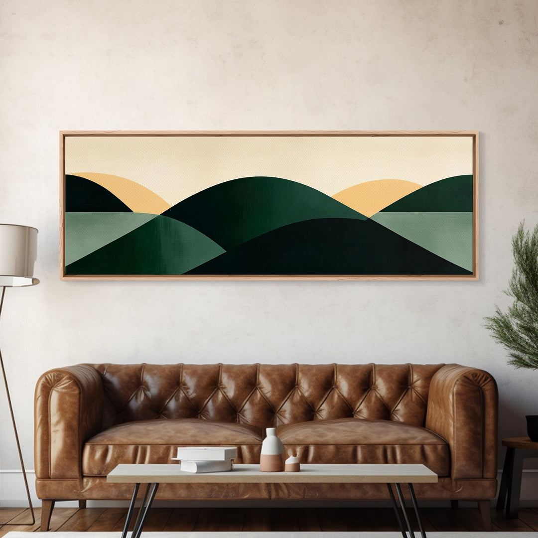 Abstract Mid-Century Modern Geometric Shapes Wall Art, Framed Canvas Print, Mid Century Modern Home Decor, Above Sofa or Bed Boho Art