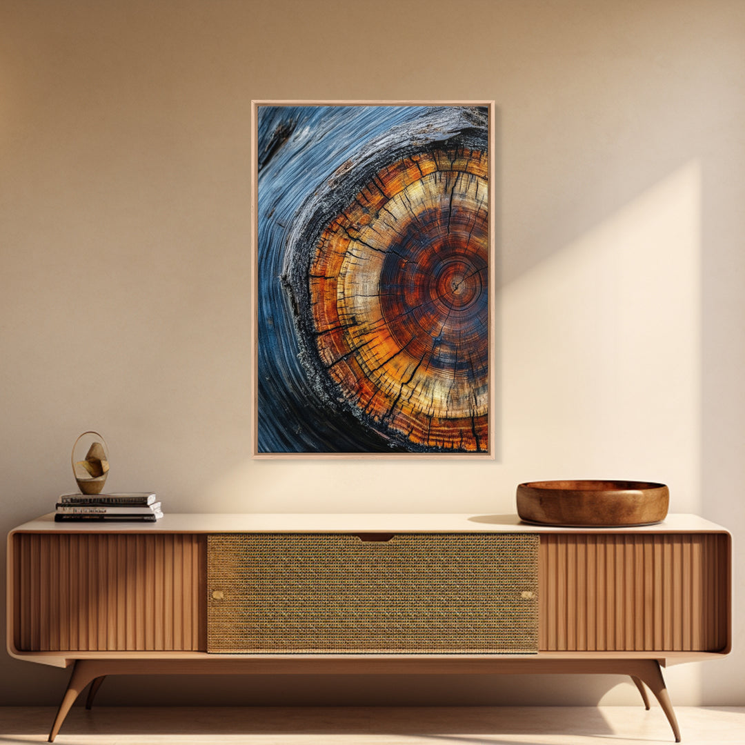 Canvas Print With Wood Frame - Tree Rings - Vertical Wall Art - Boho Minimalist Modern Farmhouse Decor - Rustic Art - Contemporary Art