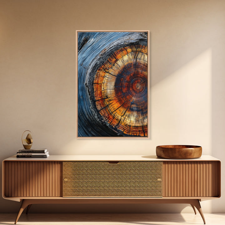 Canvas Print With Wood Frame - Tree Rings - Vertical Wall Art - Boho Minimalist Modern Farmhouse Decor - Rustic Art - Contemporary Art