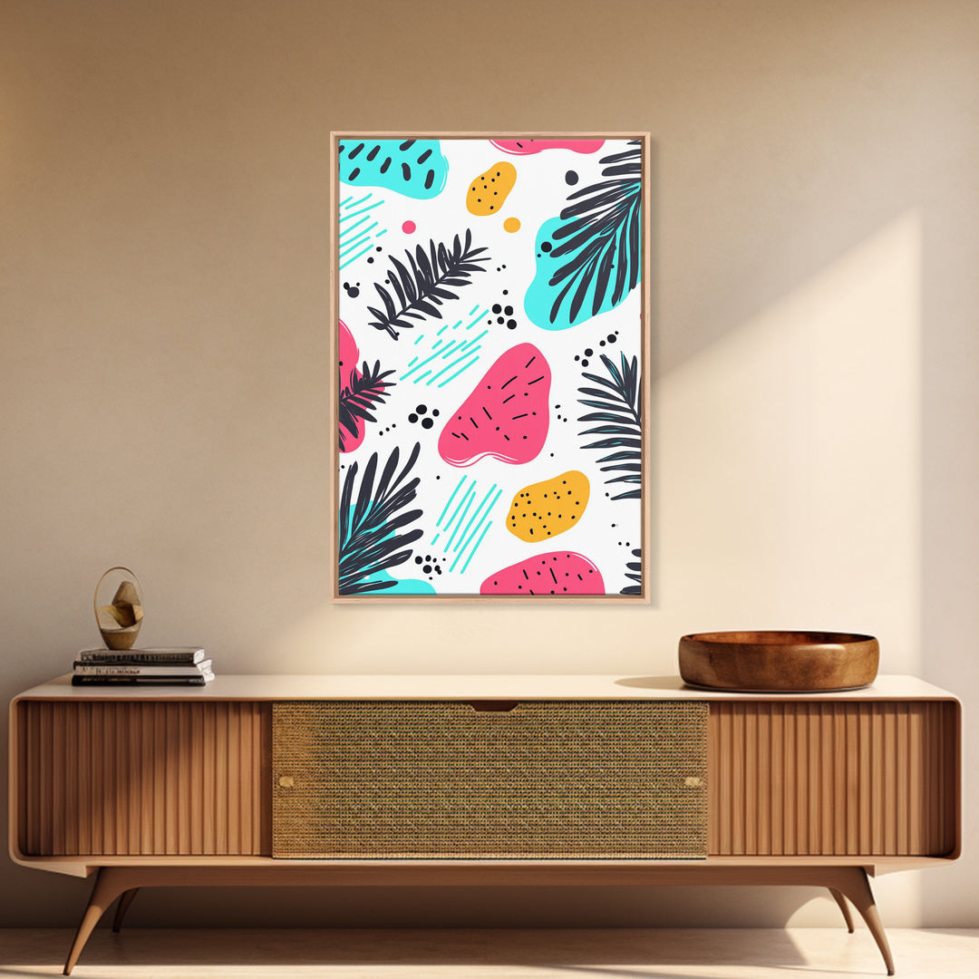 Colorful Abstract Painting Canvas Print, Retro Style Wall Art